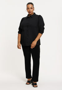 Blouse puff sleeve COTTON STRETCH - black - #2