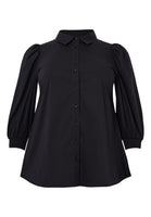 Blouse puff sleeve COTTON STRETCH - black - #4