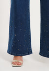 Jeans wide leg 5-pocket with strass - indigo - #4