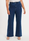 Jeans wide leg 5-pocket with strass - indigo - #5