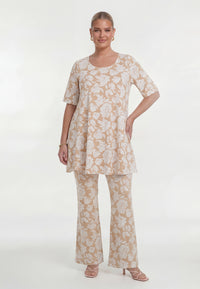 Tunique large en bas FLOWER STAMP - light brown - #4
