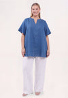 Tunic short sleeve LINEN - indigo - #1