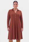 Midi-jurk met knopen uni r-dolce - mid brown