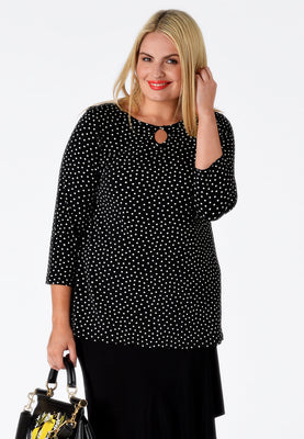 Shirt relax dropped neck DOTS - black  - #1