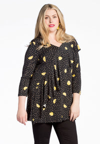 Shirt flare frill LEMON - black - #1