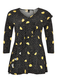 Shirt flare frill LEMON - black - #4