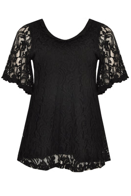 Tunic flare LACE - black  - #3