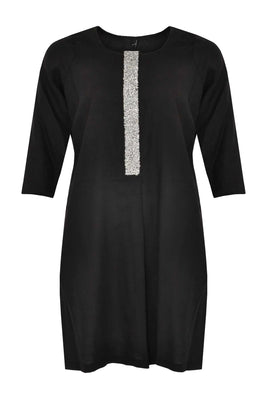 Dress beaded LINEN - black  - #3