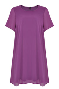 Dress A-line Voile - purple - #1