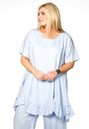 Blouse ruffled bot LINEN - blue