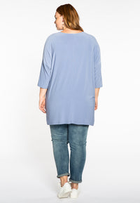 Tunic wide slit 3/4 sleeve - blue - #3