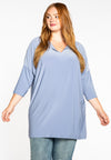 Tunic wide slit 3/4 sleeve - blue