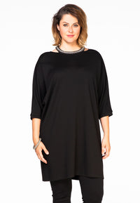 Tunic beaded neck INTERLOCK - black - #1