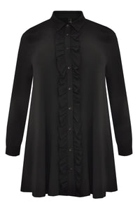 Blouse ruffled bubble - black - #4