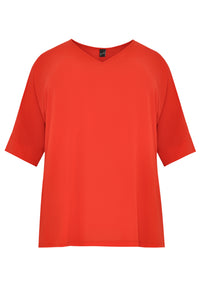 Blouse wide v-neck - red - #4