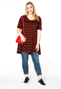 Tunic wide bot frill breton - red - #2