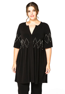 Tunic ruffled pearls DOLCE - black  - #1