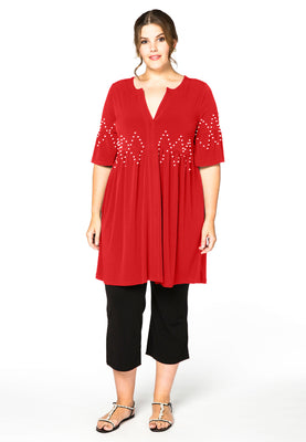 Tunic ruffled pearls DOLCE - red  - #2