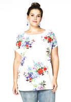 Blouse wide BOUQUET - white - #1