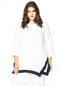 Blouse pointy bottom LINEN - white - #1