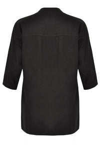 Blouse asymmetric ruffled LINEN - black - #5