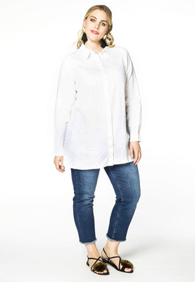 Blouse blind button closure LINEN - white  - #2