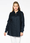 Blouse blind button closure LINEN - blue