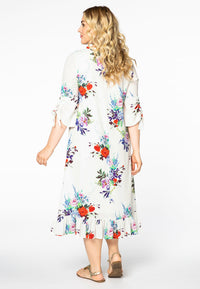 Dress ruffled bottom BOUQUET - white - #3