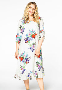 Dress ruffled bottom BOUQUET - white - #1