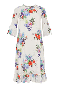 Dress ruffled bottom BOUQUET - white - #4