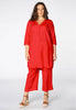 Tunic beaded v-neck LINEN - red  - #2