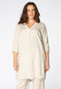 Tunic beaded v-neck LINEN - brown