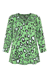 Tunic v-neck lacing LEOPARD - green - #4