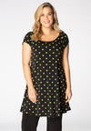 Tunic puckered shoulder DOTS - black 