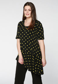 Shirt asymmetric wide bottom DOTS - black - #1