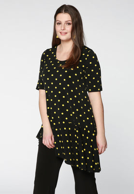 Shirt asymmetric wide bottom DOTS - black  - #1