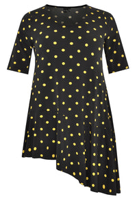 Shirt asymmetric wide bottom DOTS - black - #4