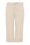 Trousers turned hem LINEN - brown - #4
