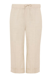 Trousers turned hem LINEN - brown - #4