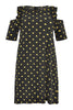 Dress cold shoulder DOTS - black  - #4