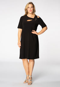 Dress DOLCE asymmetric neck - black - #2