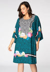 Dress wide sleeves LEO FLOWER - blue