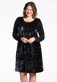 Dress SEQUINS A-line - black - #1