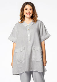 Tunic polo collar LINEN - grey - #1