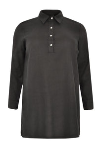 Shirt polo collar LINEN - black - #4