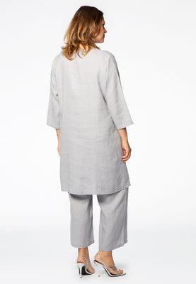 Tunic beaded placket LINEN - grey  - #3