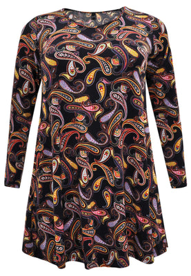 Tunic wide bottom PAISLEY - black  - #2