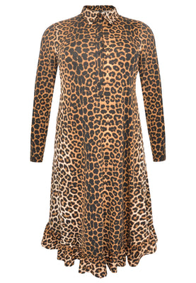 Blouse-jurk ruches LEOPARD - brown - #4