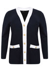 Cardigan gold button DIAGONAL - blue