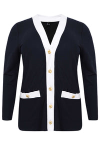 Cardigan gold button DIAGONAL - blue - #1